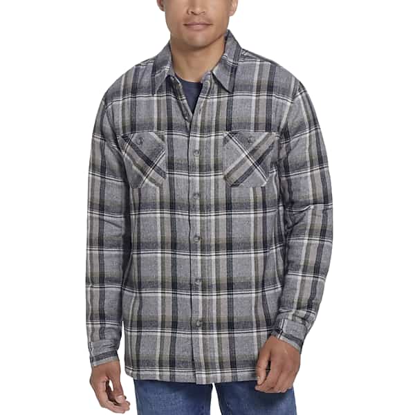 Weatherproof Vintage Men's Classic Fit Sherpa Lined Flannel Shirt Jacket Med Grey - Size: Small TMW63MU10004