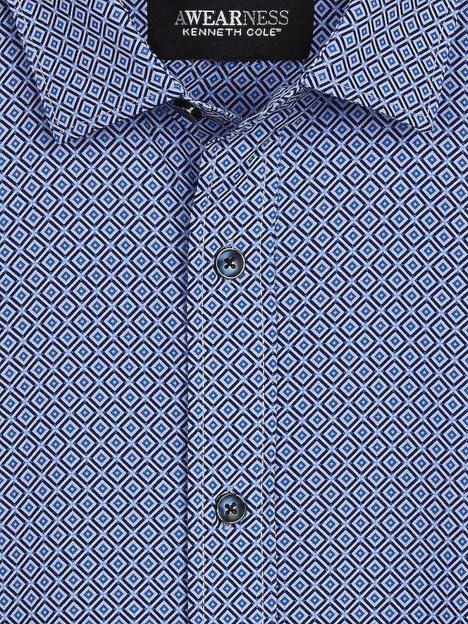 Awearness Kenneth Cole Slim Fit Tile 4-Way Stretch Button Up Shirt