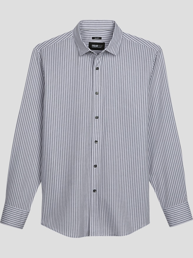 Awearness Kenneth Cole Big & Tall Men's Slim Fit 4-Way Stretch Button Up Shirt , Grey / Gray
