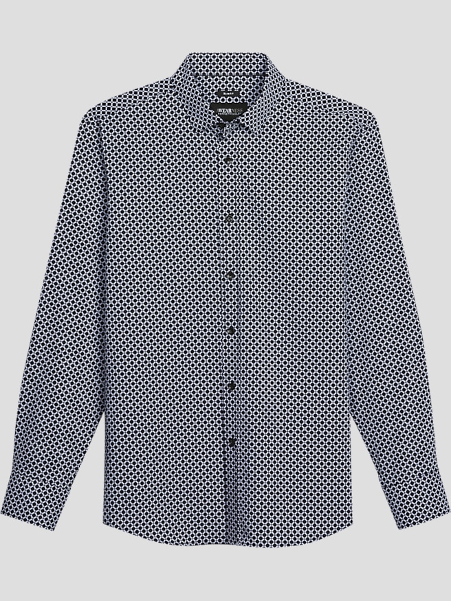 Awearness Kenneth Cole Big & Tall Men's Slim Fit Anti-Microbial 4-Way Stretch Button Up Shirt , Black
