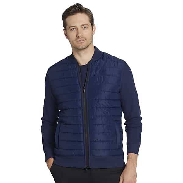 Awearness Kenneth Cole Big & Tall Men's Slim Fit Lightweight Mixed Media Bomber Jacket Navy - Size: XXL TMW64B150001