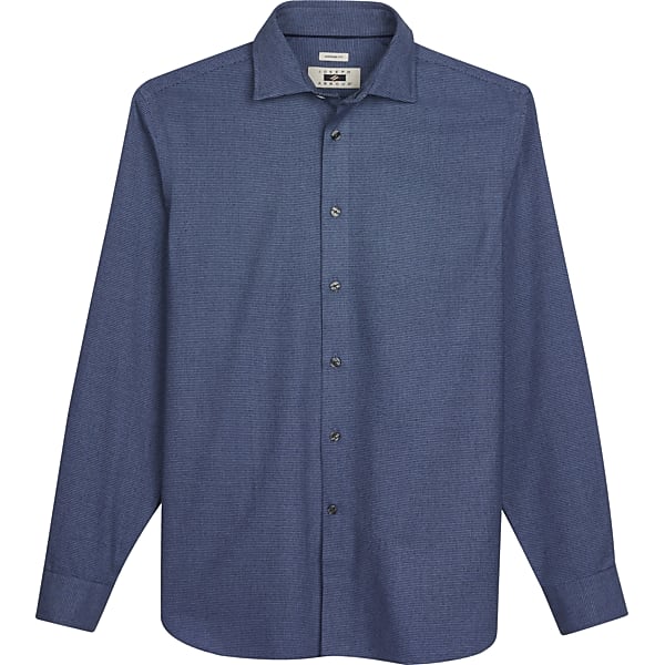 Joseph Abboud Men's Modern Fit Mini Check Button Up Shirt Navy - Size: XL