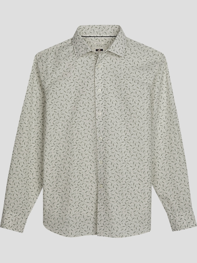 Joseph Abboud Men's Modern Fit Dotted Leaves Button Up Shirt , Green
