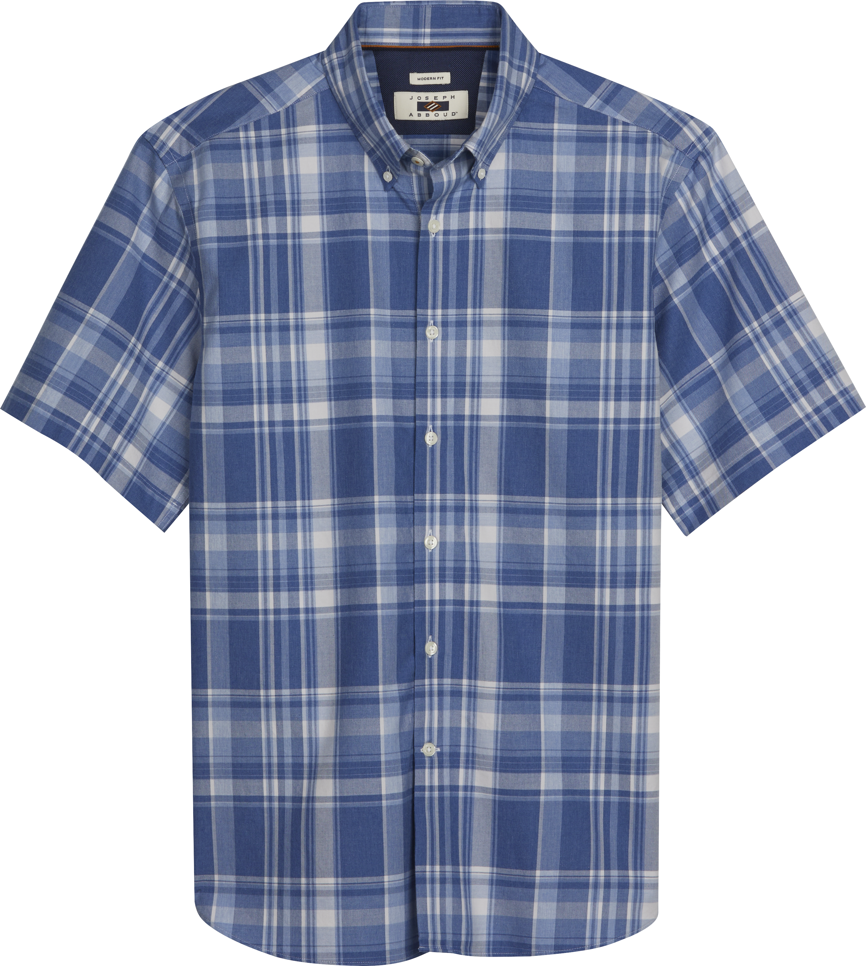 Modern Fit Plaid Short Sleeve Sport Shirt