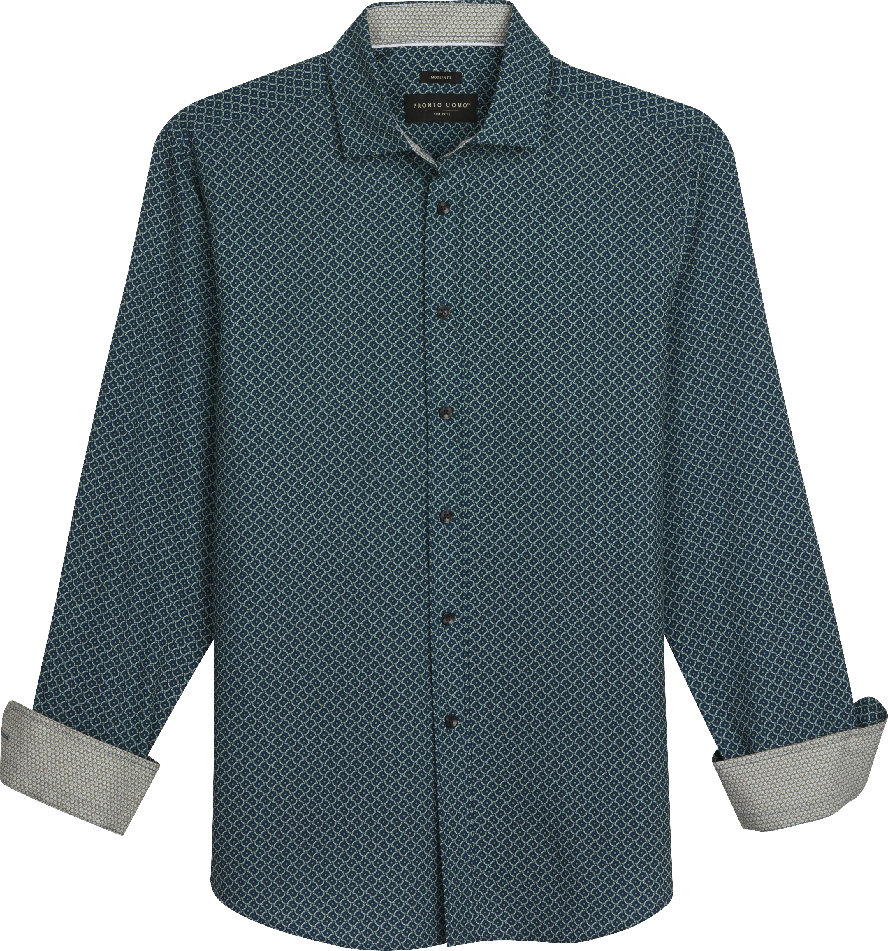 Pronto Uomo Modern Fit Discus Print Woven Sport Shirt | Sport Shirts |  Men's Wearhouse