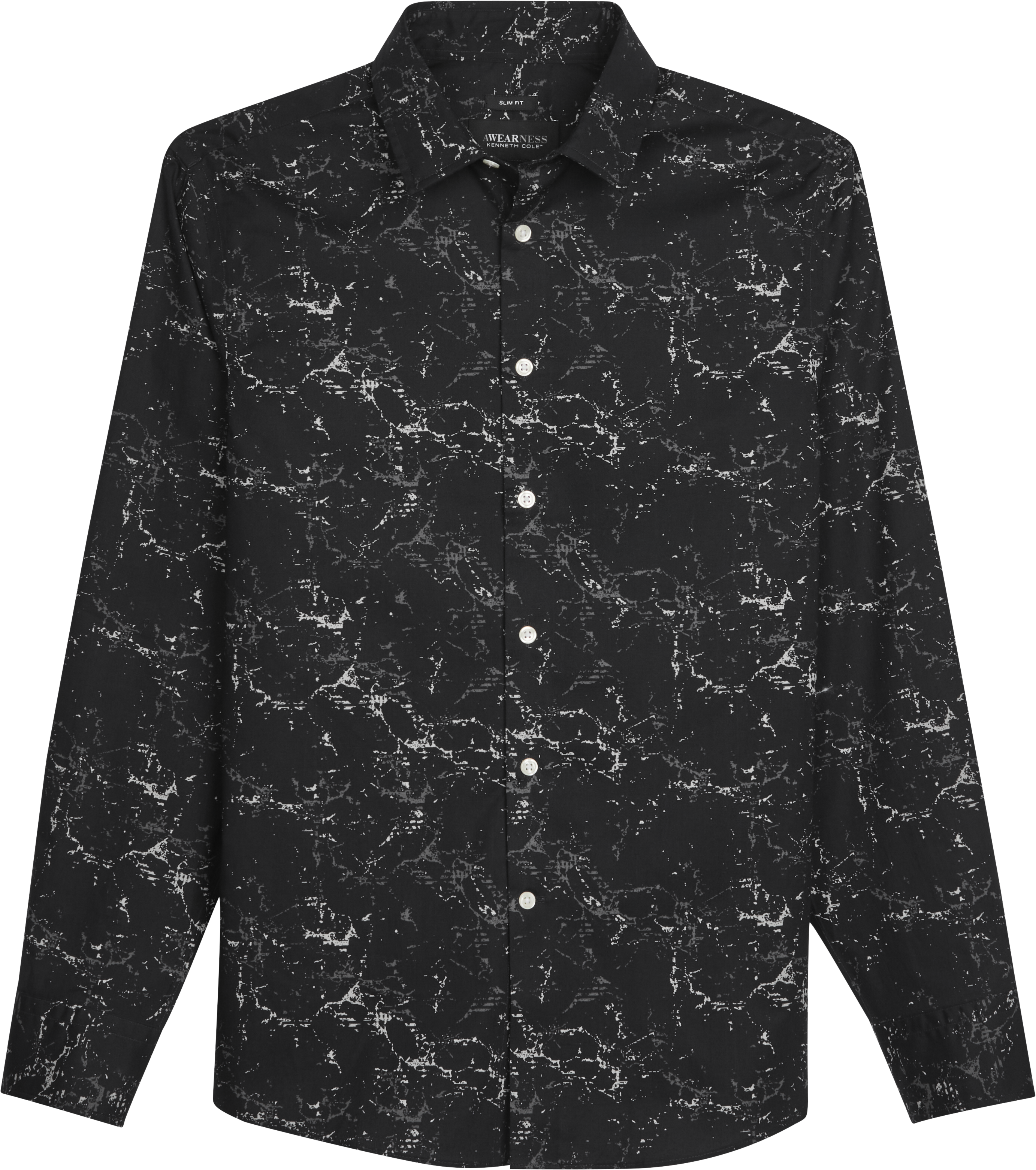 Slim Fit Marble Print Woven Sport Shirt