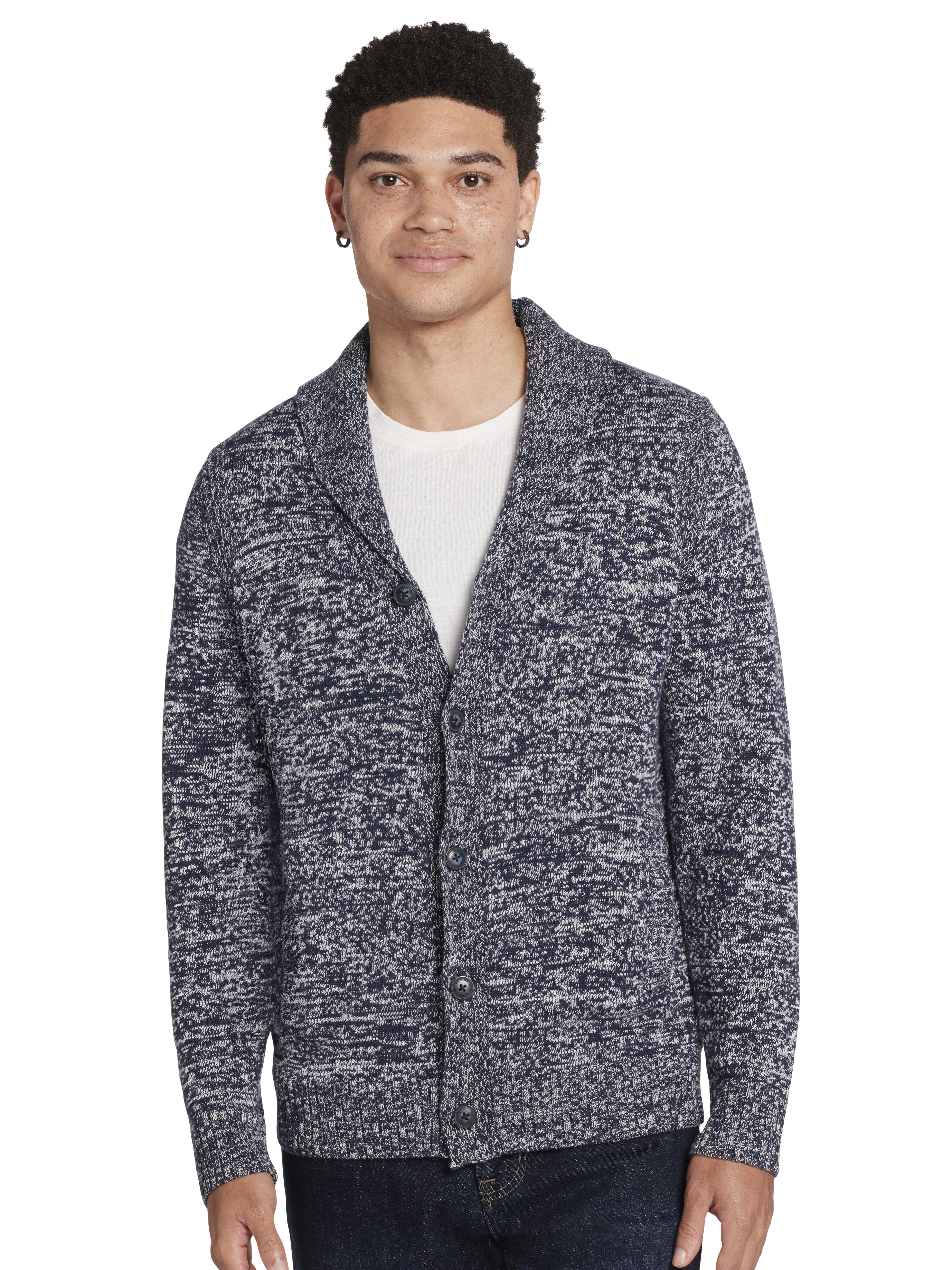 Modern Fit Marled Shawl Collar Cardigan