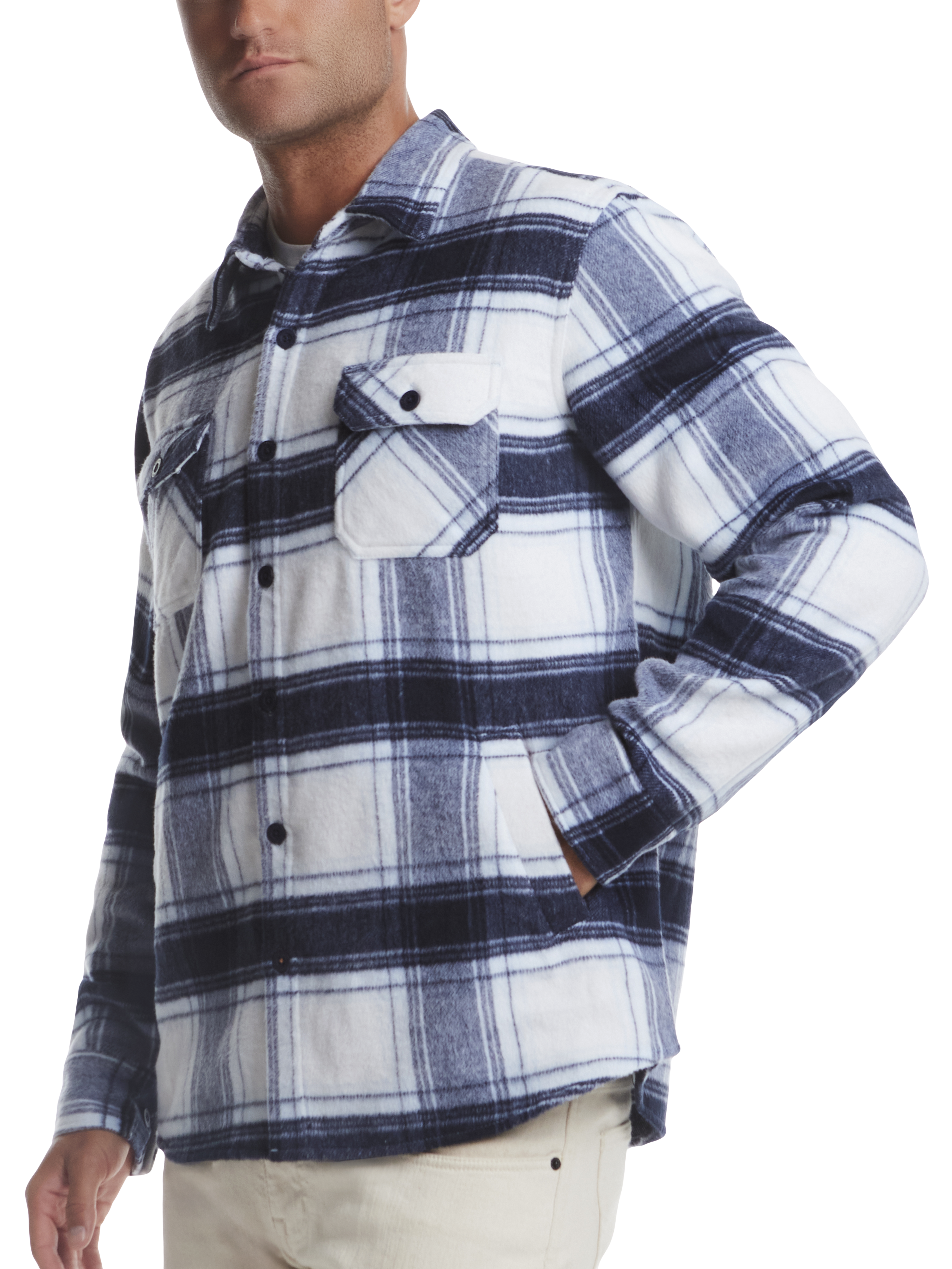 Classic Fit Brushed Plaid Shirt Jacket