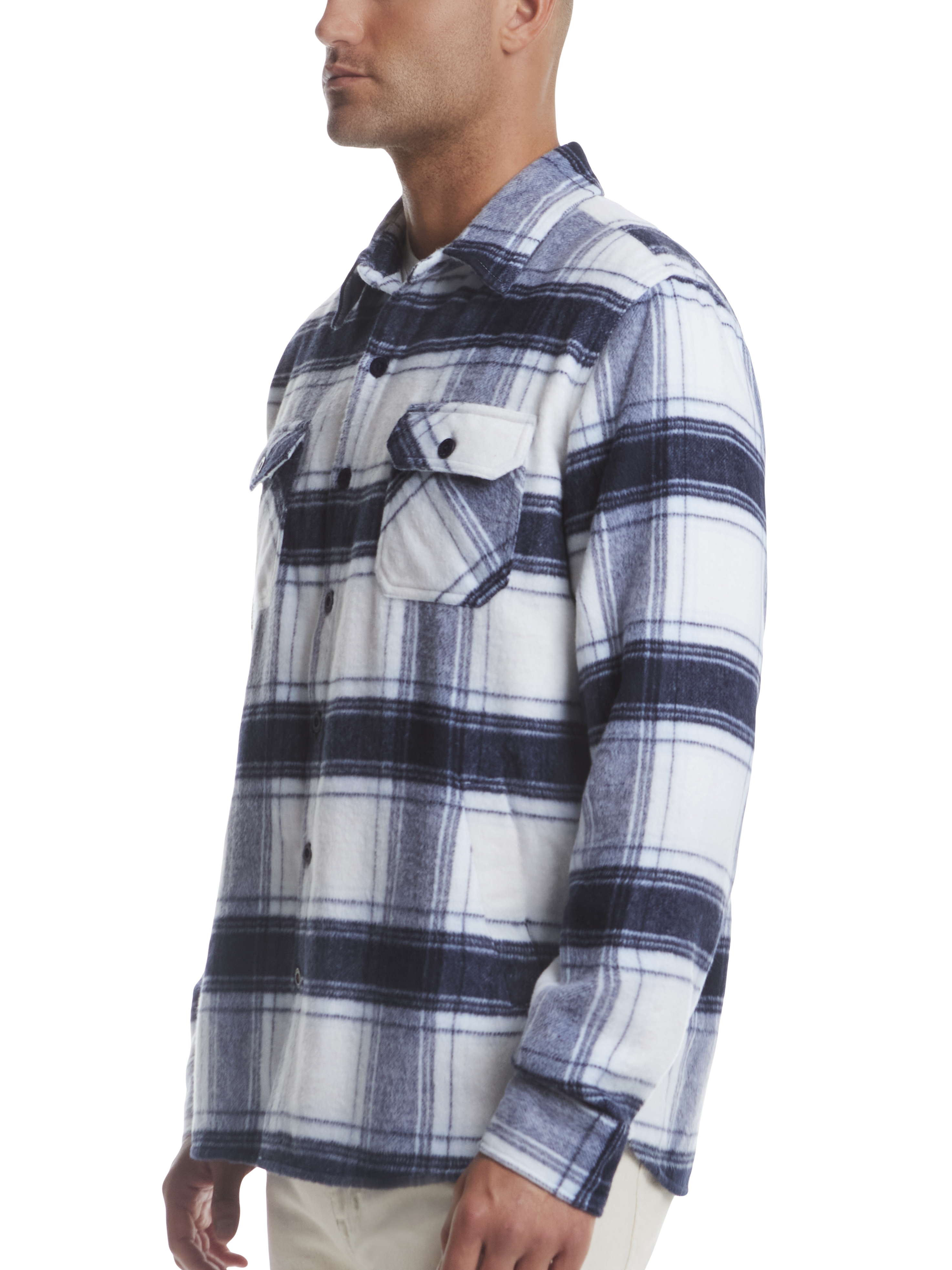 Classic Fit Brushed Plaid Shirt Jacket
