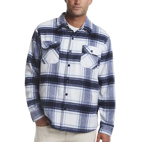 Weatherproof Vintage Men's Classic Fit Brushed Plaid Shirt Jacket Navy - Size: XXL TMW661Z50001