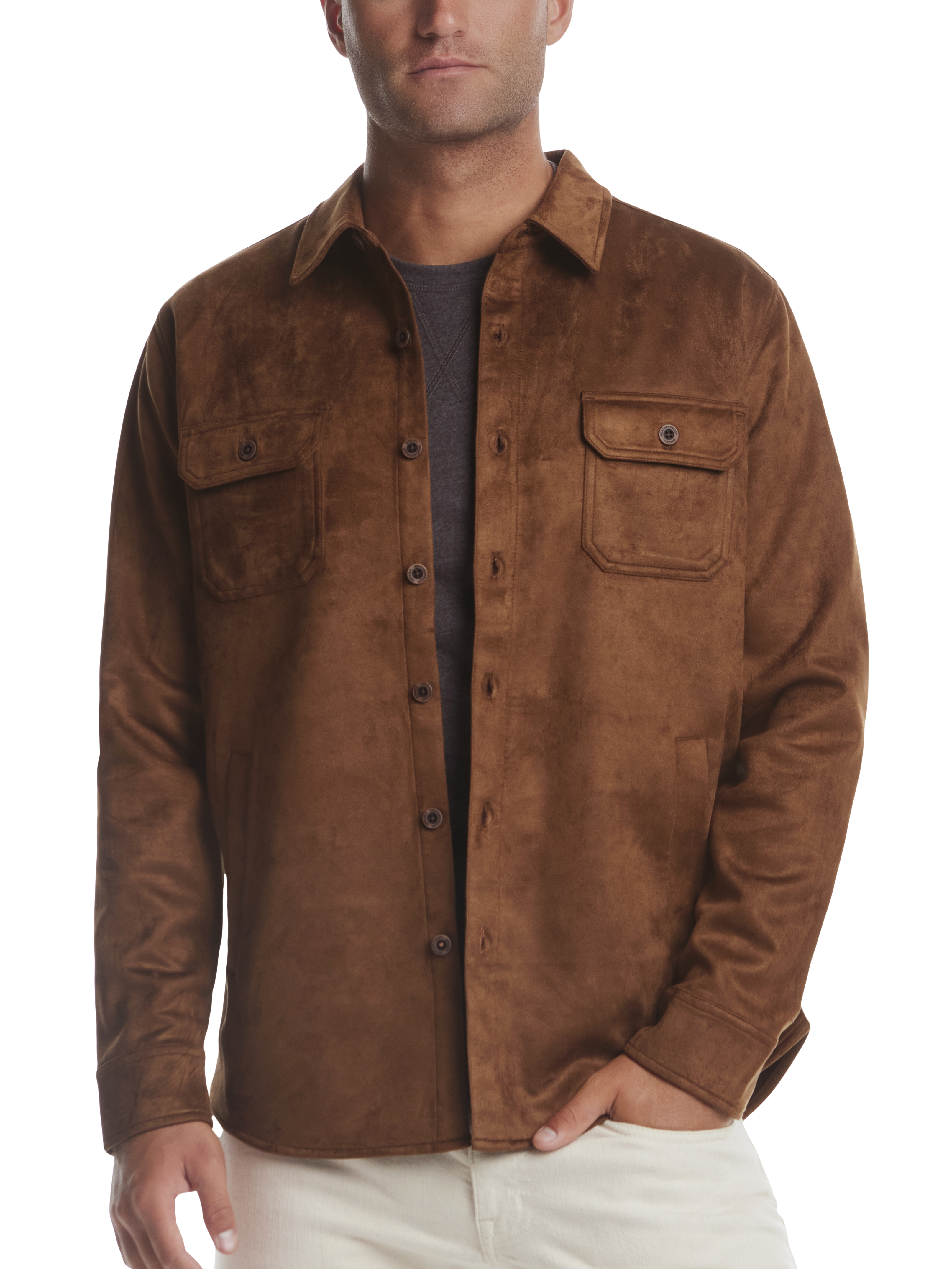 Classic Fit Brushed Unlined Sueded Shirt Jacket