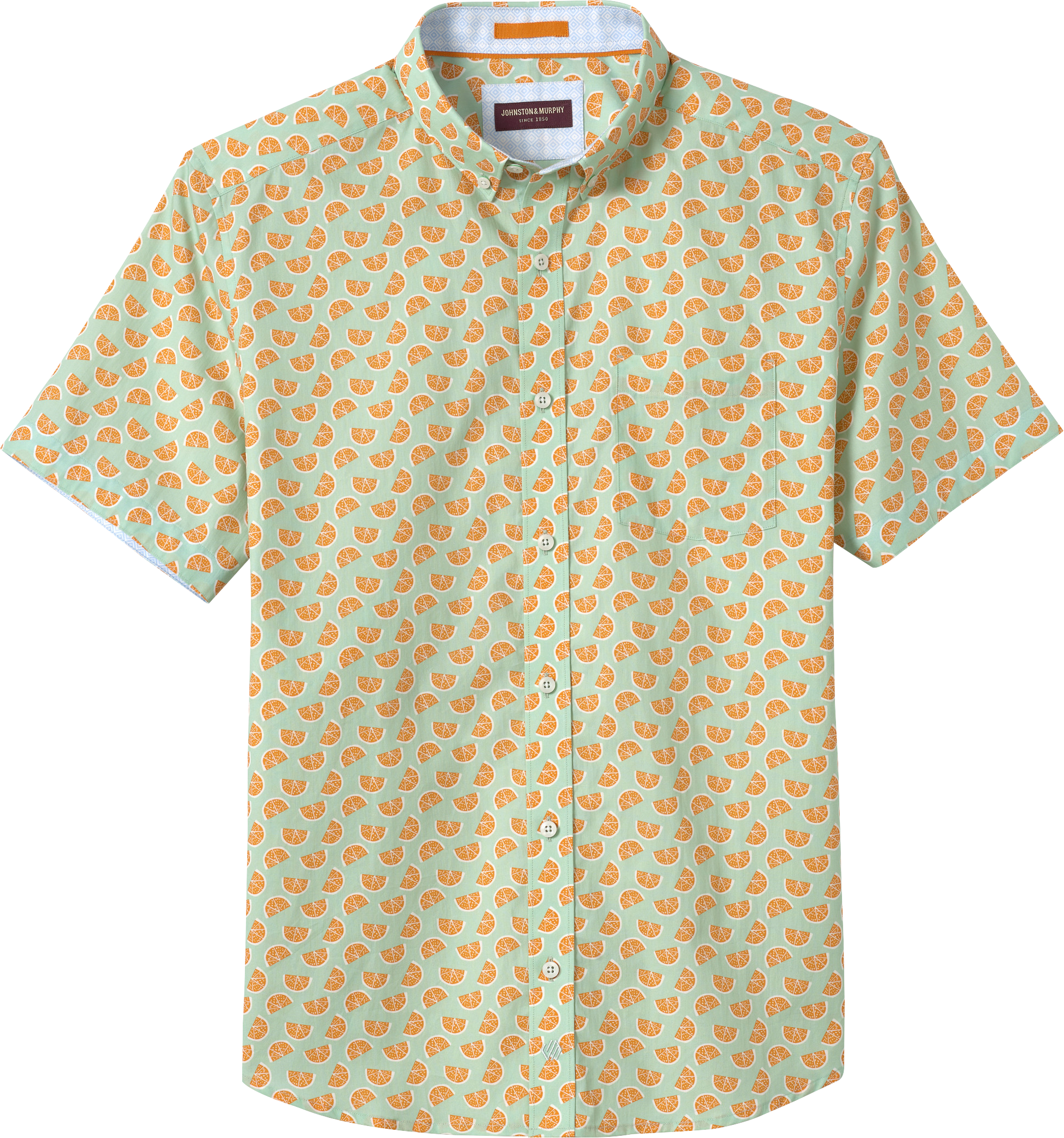 Modern Fit Citrus Pattern Short Sleeve Sport Shirt