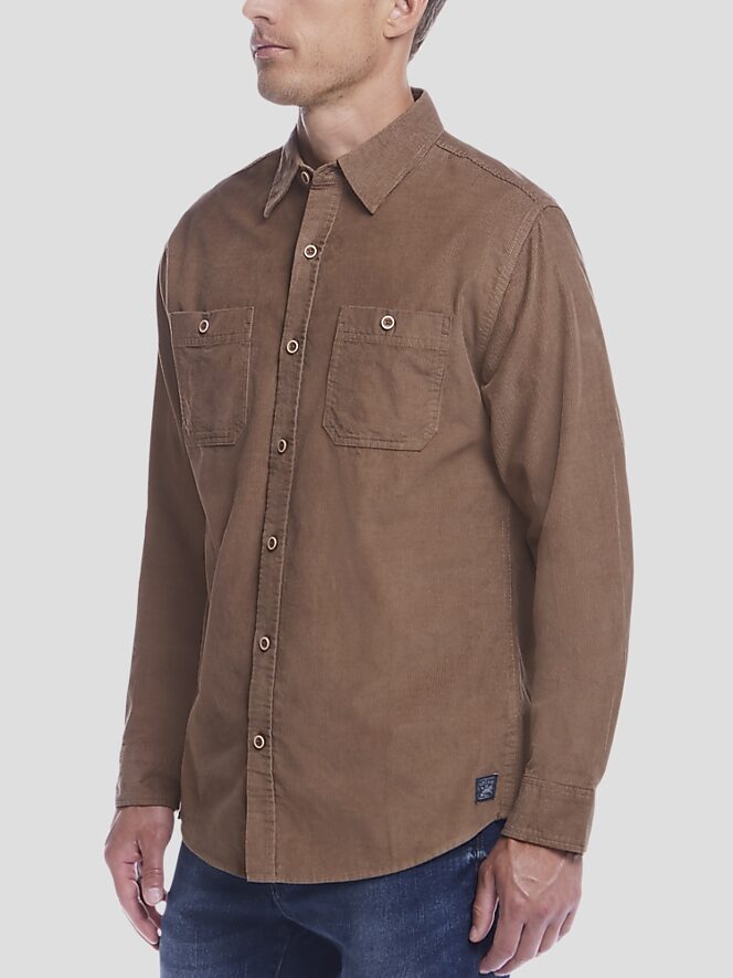 Weatherproof Vintage Classic Fit Thin Wale Corduroy Button Up Shirt