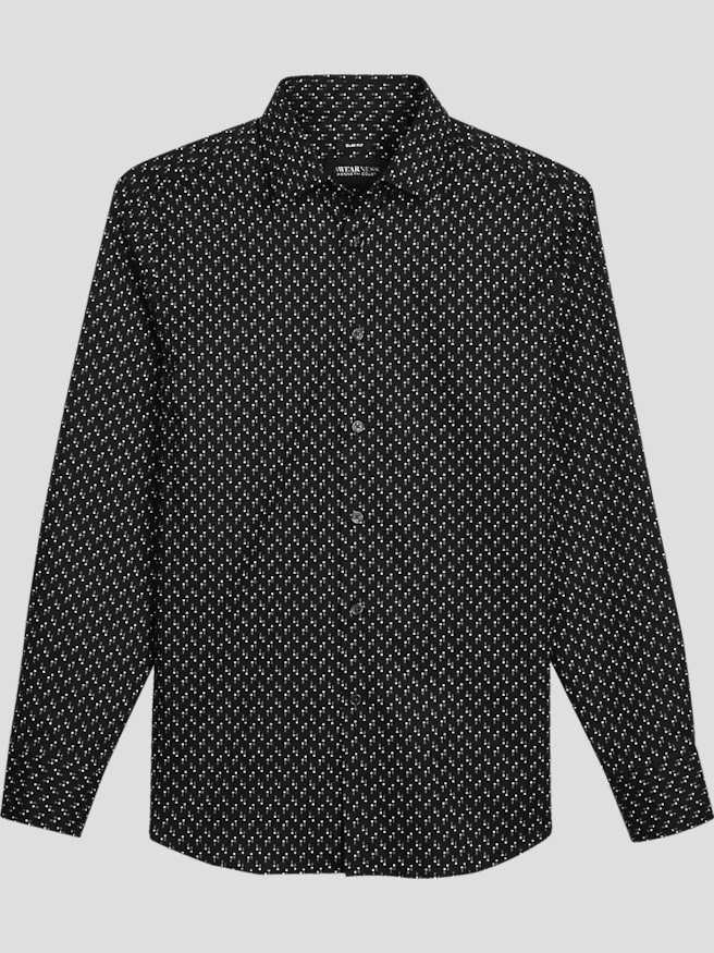 Awearness Kenneth Cole Big & Tall Men's Slim Fit 2-Way Stretch Button Up Shirt , Black