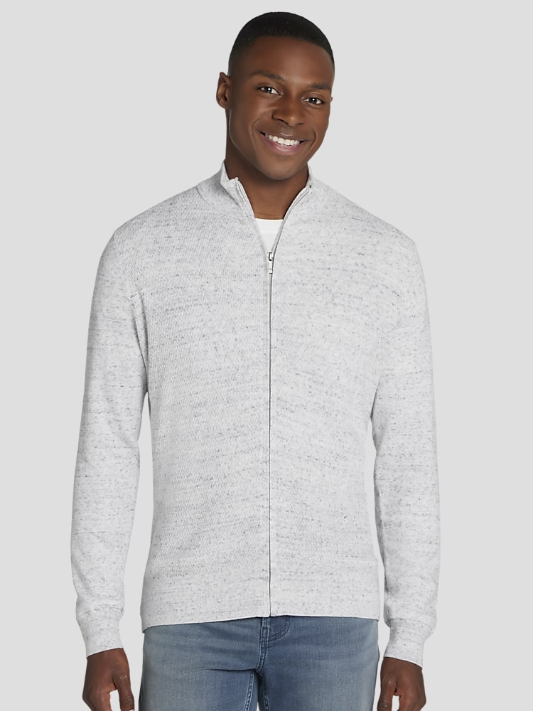 Joseph Abboud Honeycomb Modern Fit Full Zip Sweater Sweaters Men s Wearhouse
