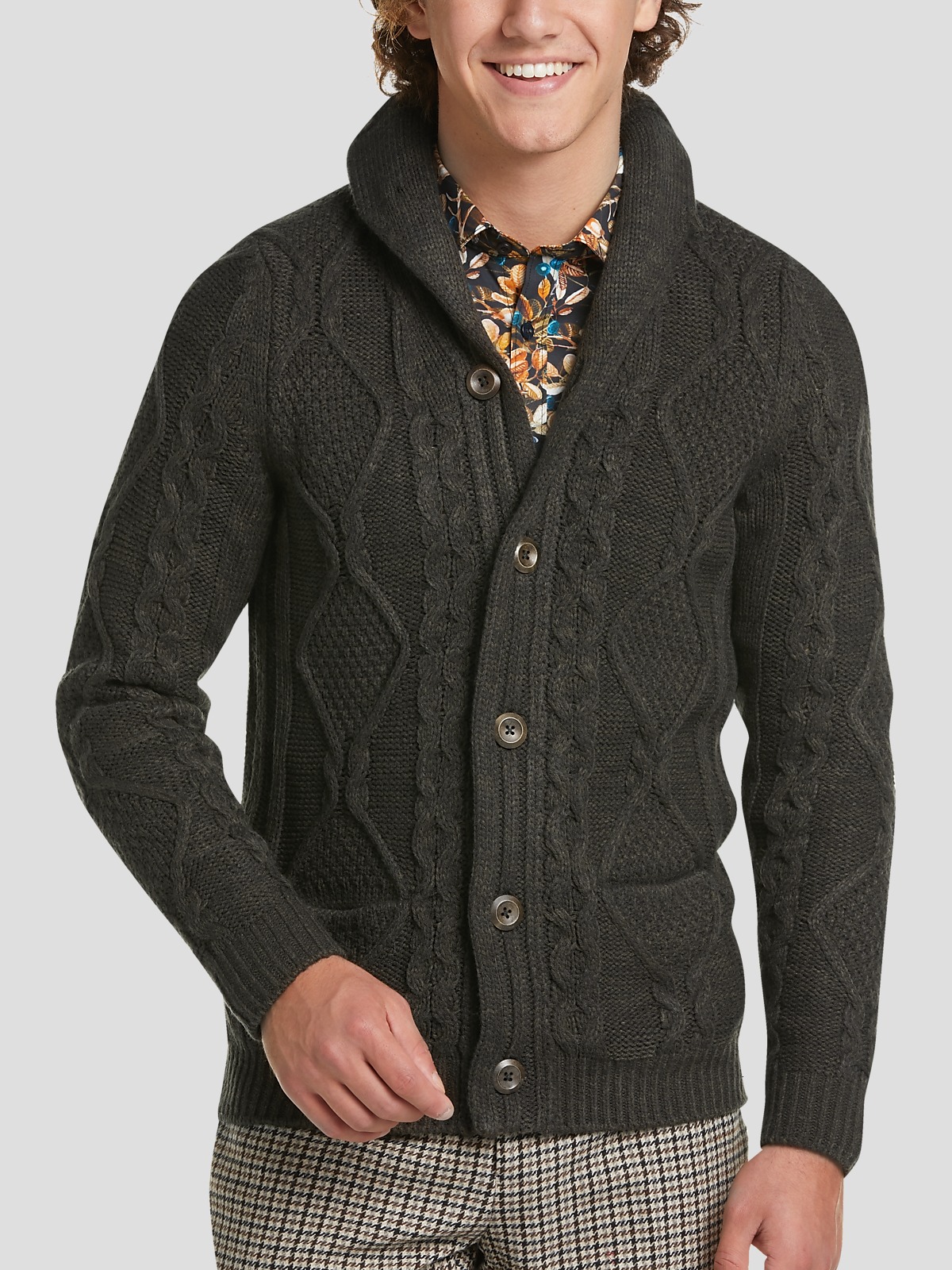Paisley Gray Slim Fit Cardigan Sweater Sweaters Men s Wearhouse