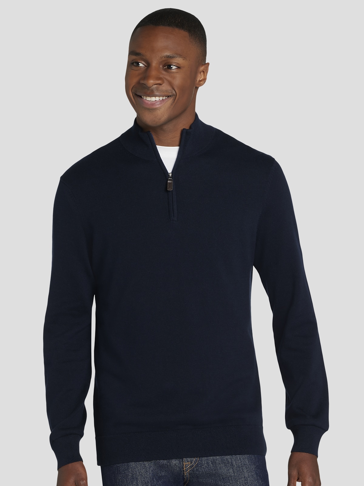Joseph Abboud Modern Fit Pima Cotton 1 4 Zip Sweater Quarter Zip Men s Wearhouse