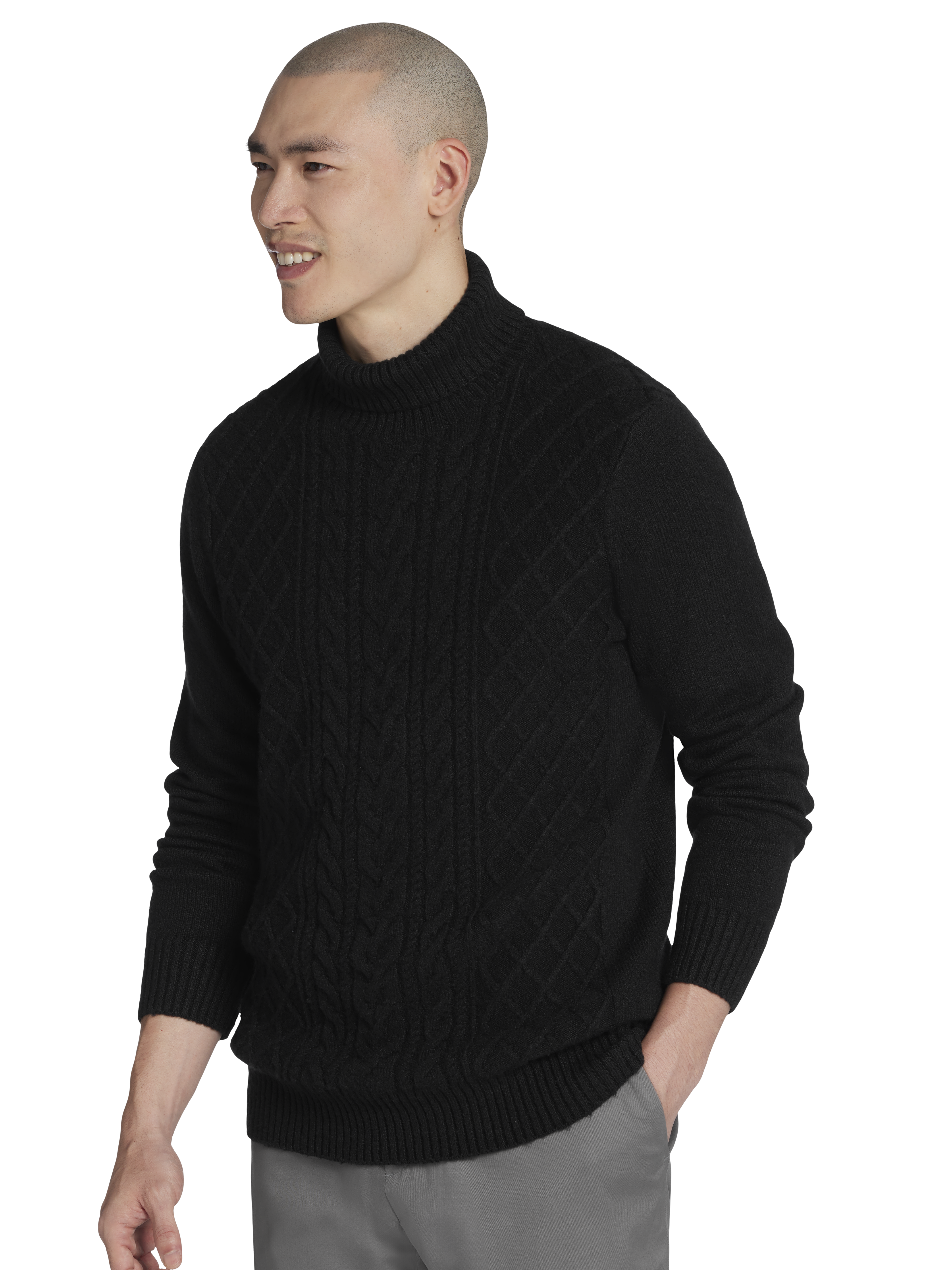 Modern Fit Turtleneck Cable Knit Sweater