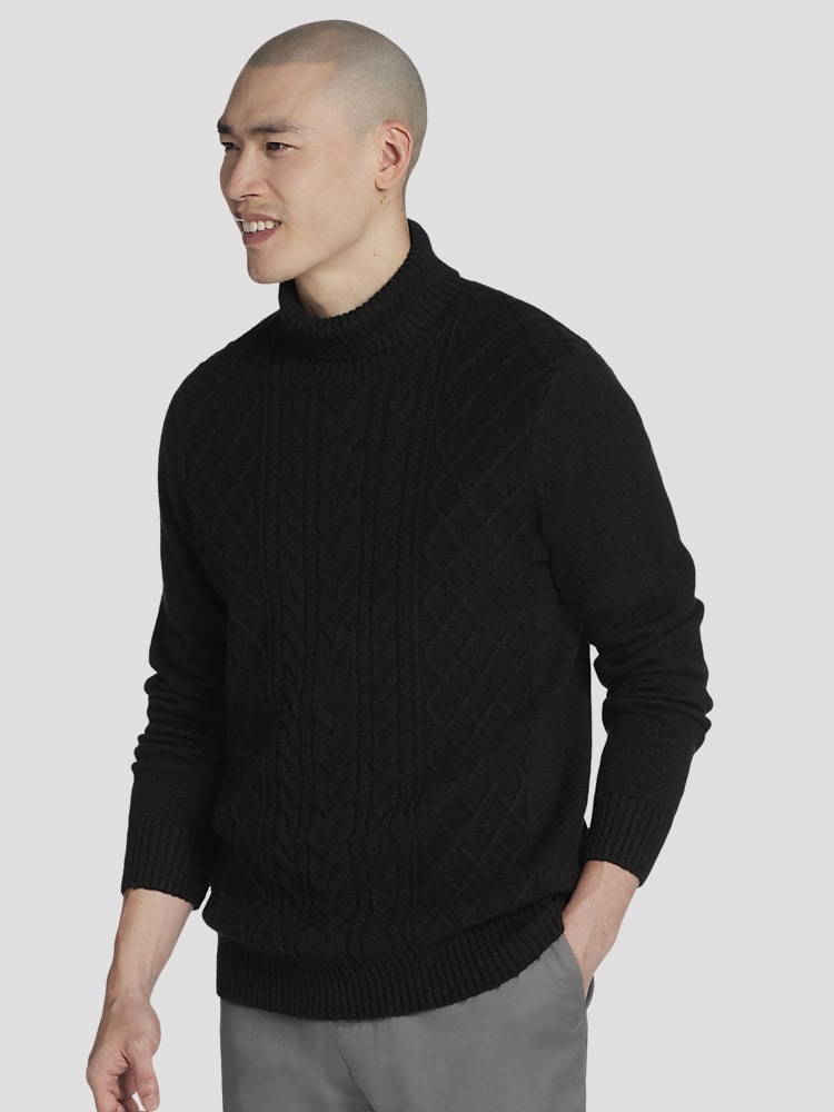 Modern Fit Turtleneck Cable Knit Sweater