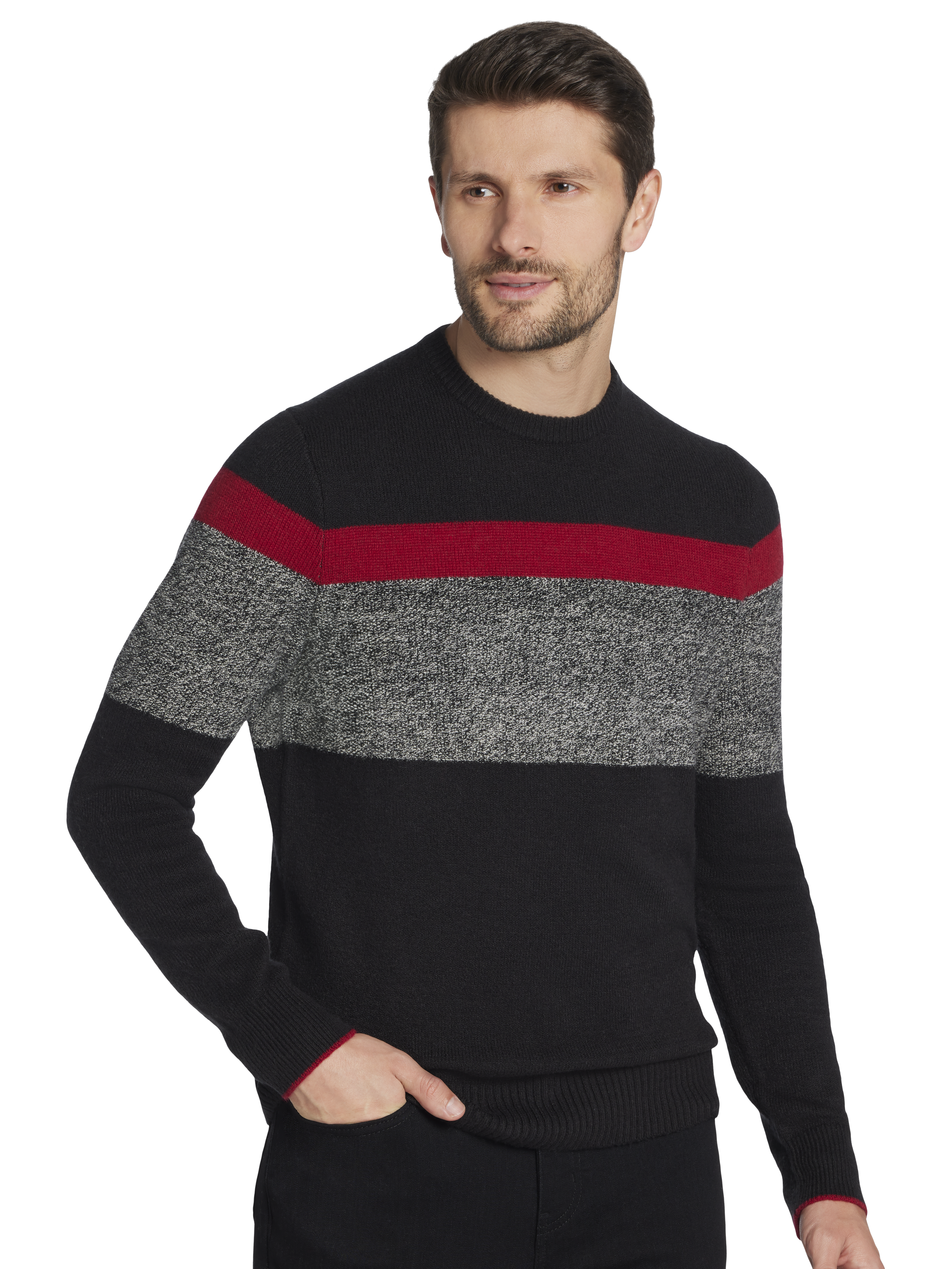 Modern Fit Color Block Stripe Sweater