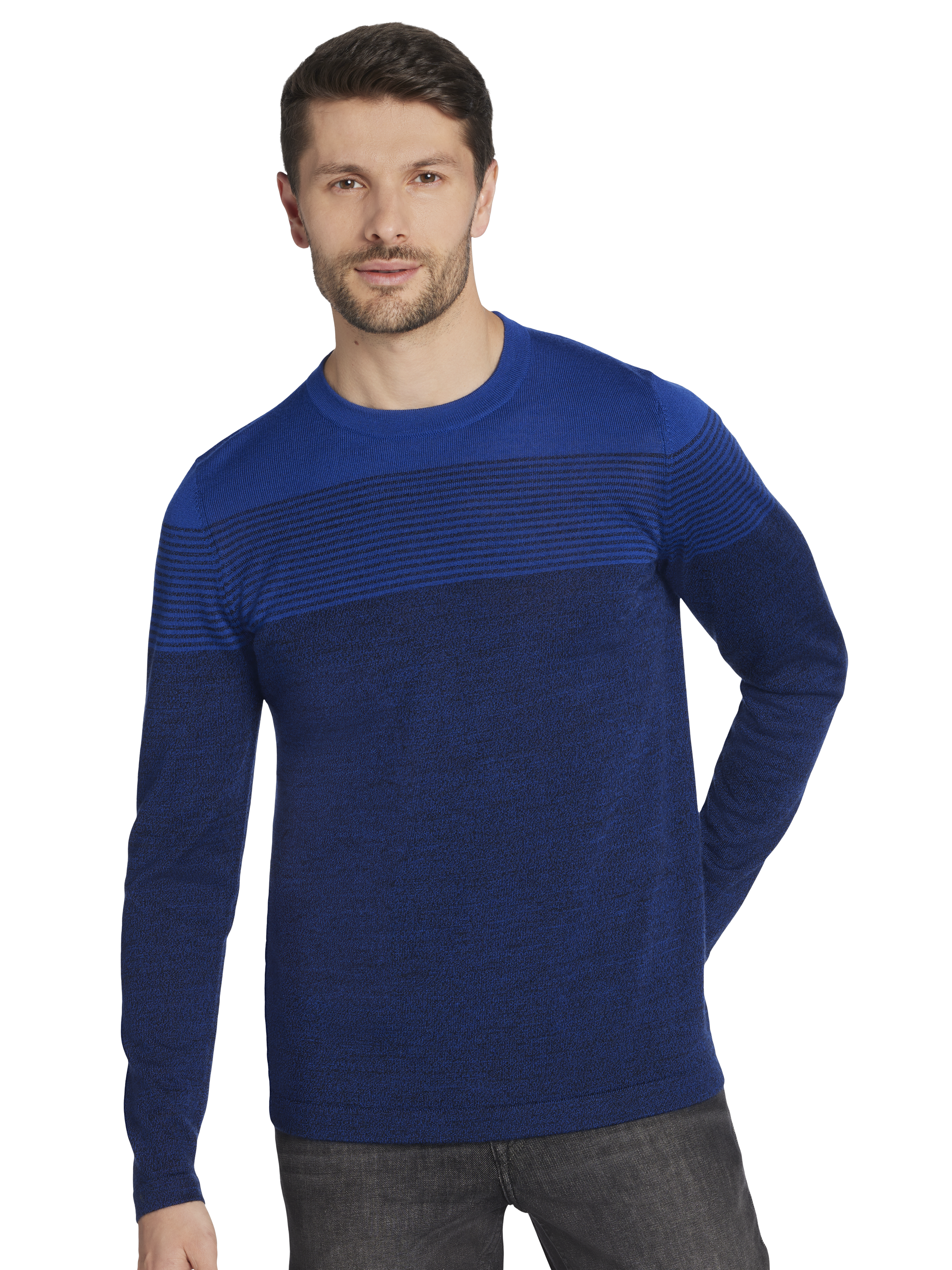 Ombre Stripe Slim Fit Crewneck Sweater