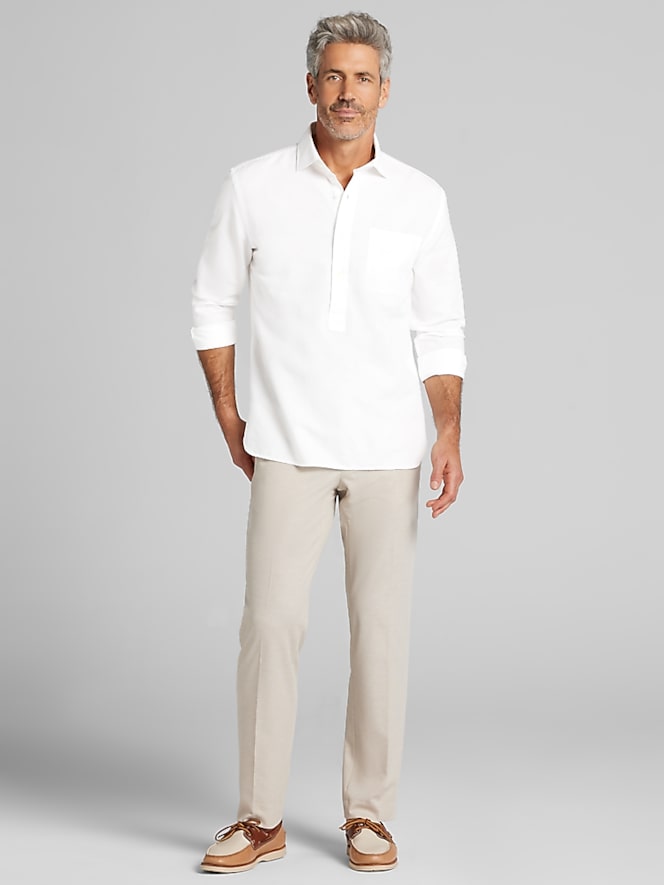 Joseph Abboud Modern Fit Linen Blend Button Up Popover