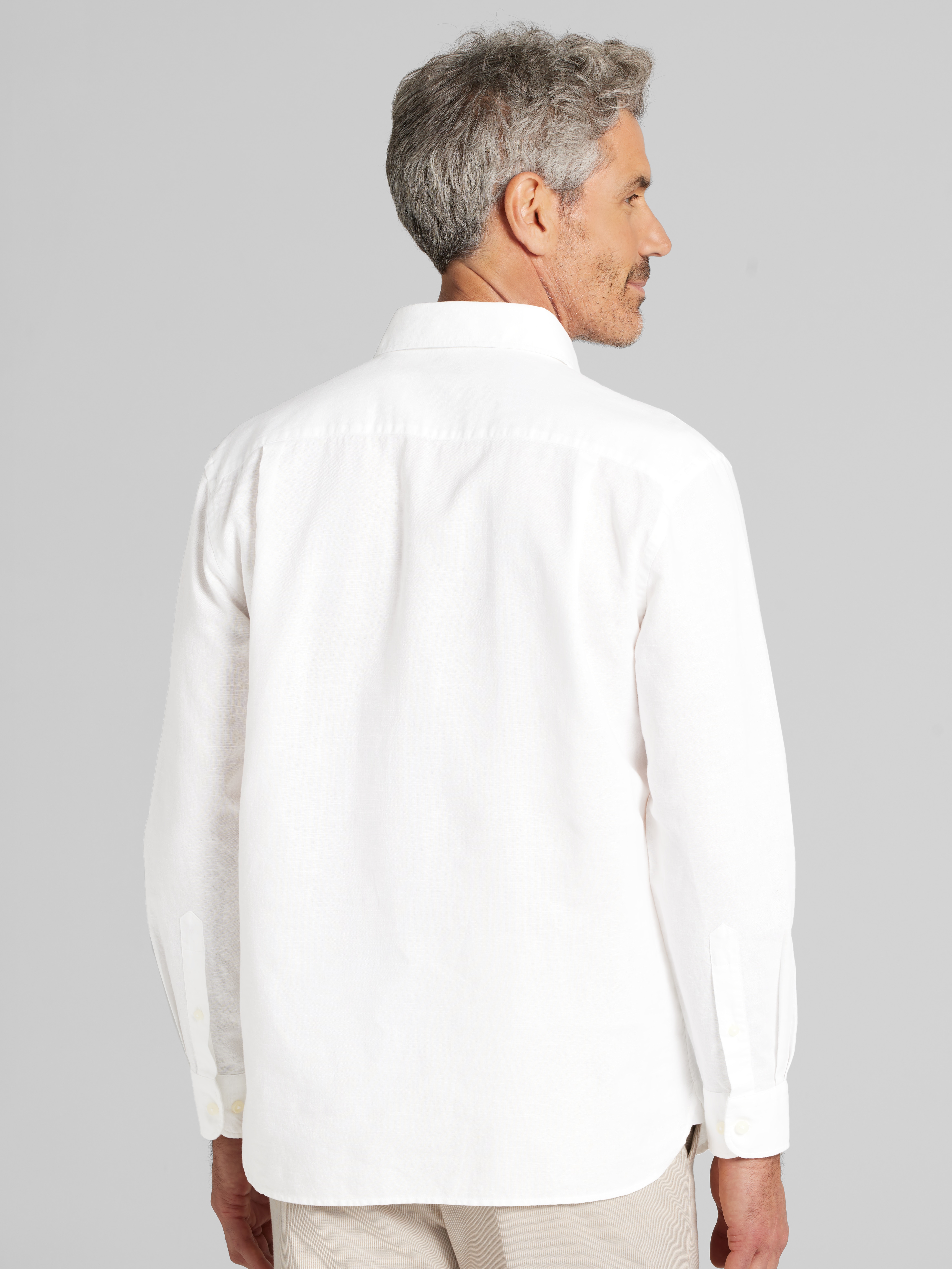 Modern Fit Linen Blend Button Up Popover
