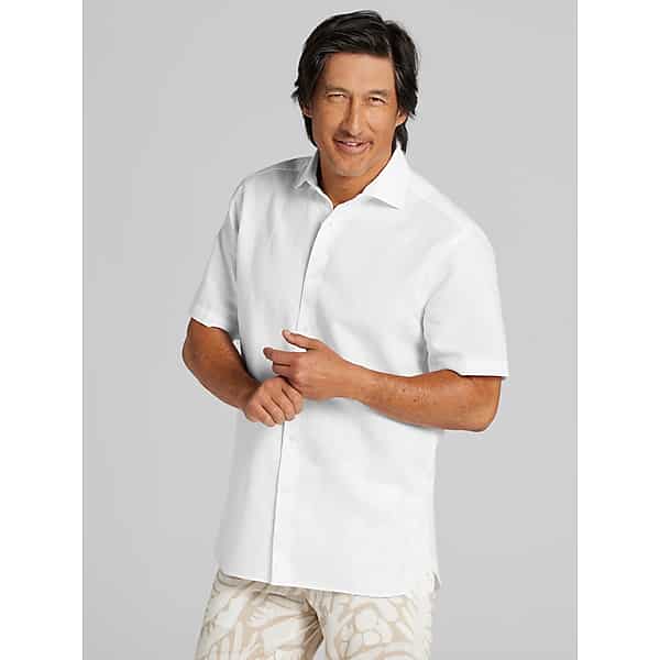 Joseph Abboud Big & Tall Men's Modern Fit Linen Blend Spread Collar Button Up Shirt White - Size: 3XLT TMW69BA50910