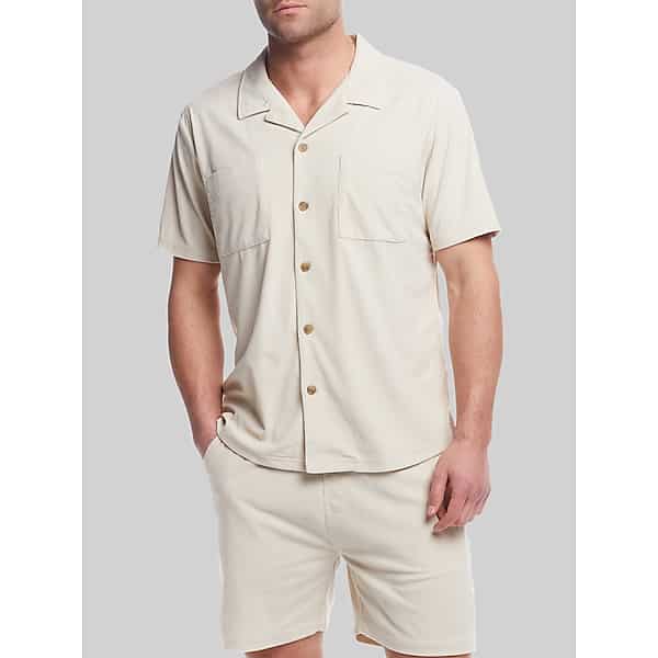 Weatherproof Vintage Men's Classic Fit Corduroy Camp Shirt Cream - Size: Medium TMW69BB20025