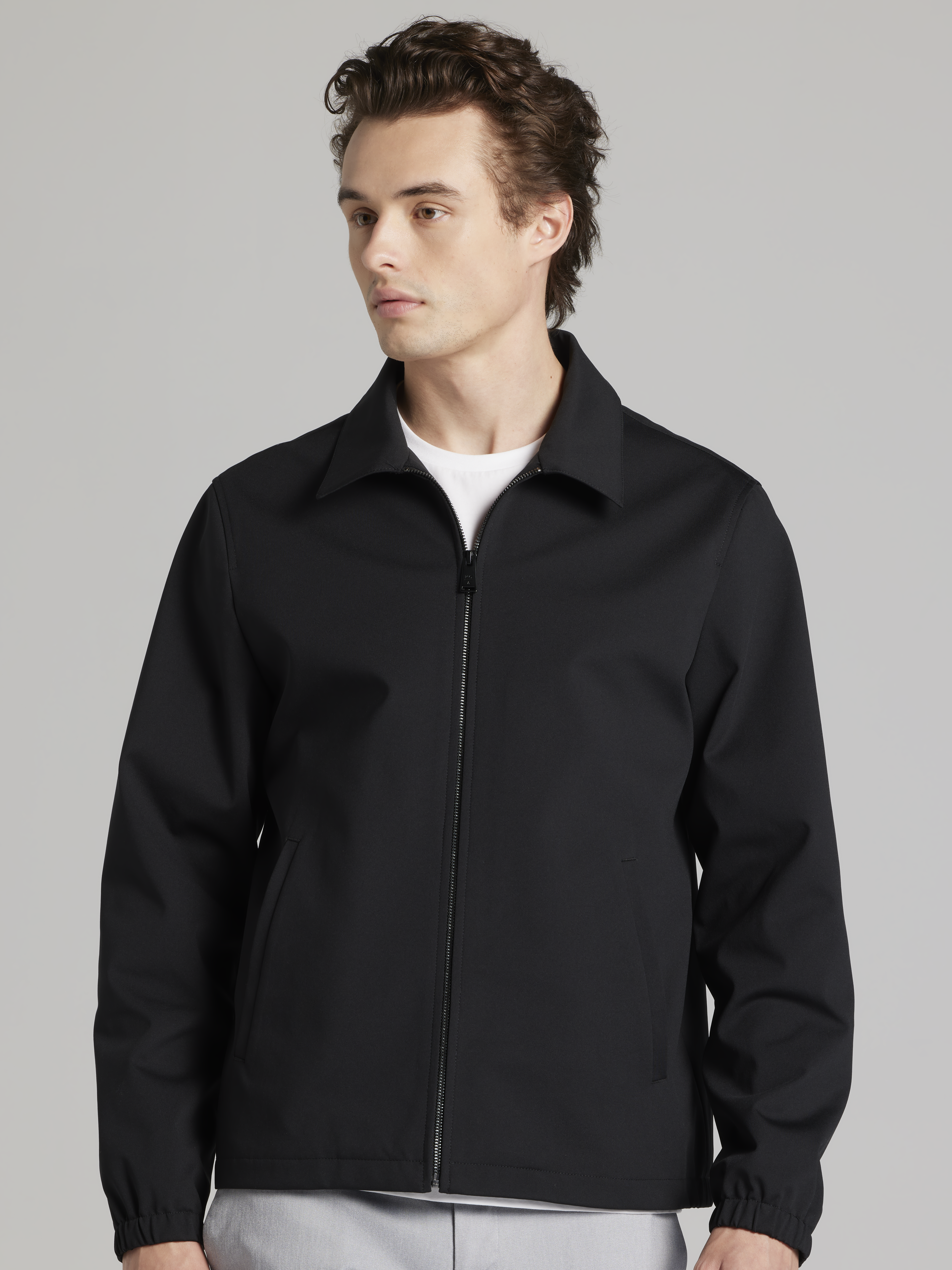Modern Fit New Tech Knit Zip Bomber Jacket