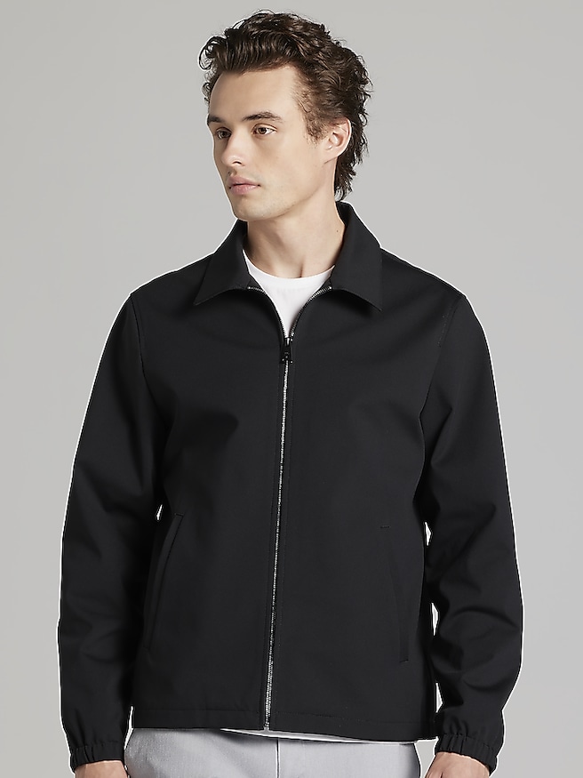 Awearness Kenneth Cole Men's Modern Fit New Tech Knit Zip Bomber Jacket , Black