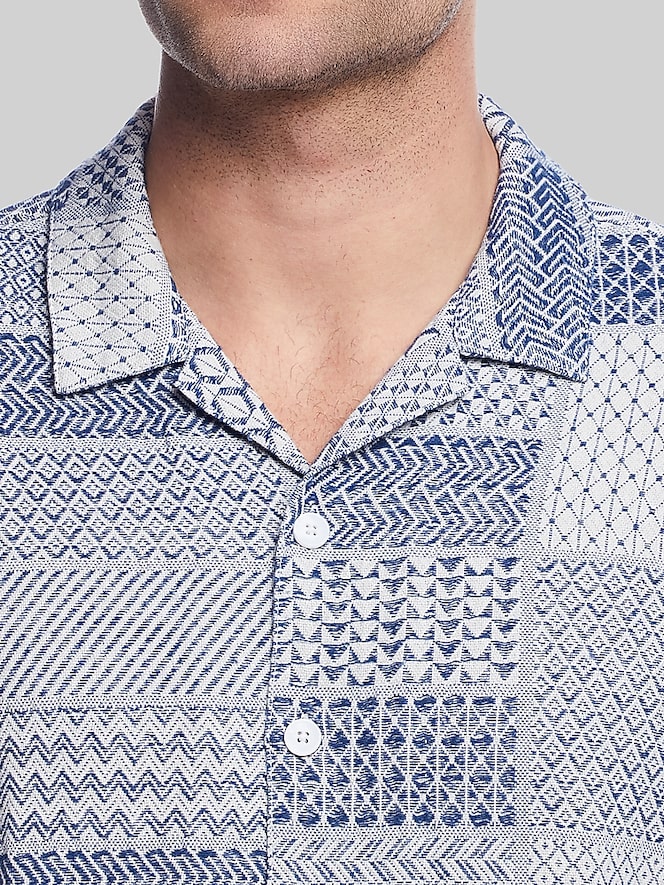Weatherproof Vintage Classic Fit Short Sleeve Jacquard Camp Shirt