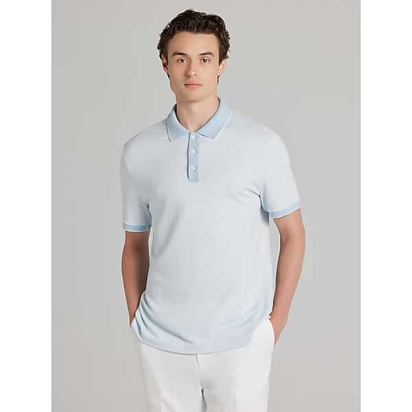 Joseph Abboud Men's Modern Fit Jacquard Polo Light Blue - Size: 4XLT TMW69ED51093