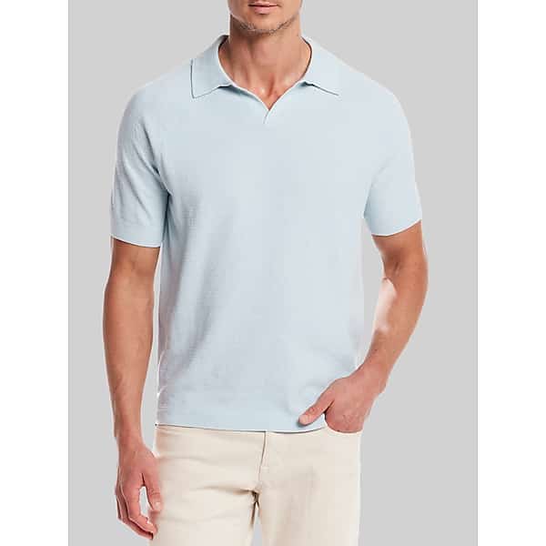 Weatherproof Vintage Men's Classic Fit Mixed Knit Johnny Collar Sweater Aqua - Size: Medium TMW69FK20031