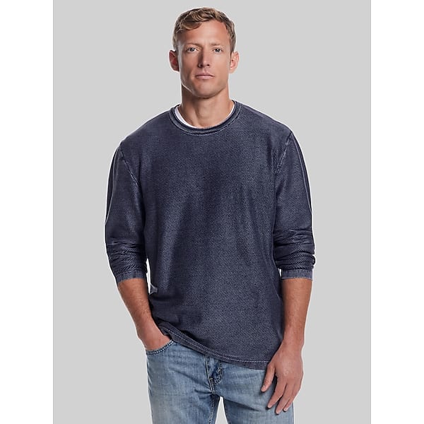 Weatherproof Vintage Men's Classic Fit Twill Stonewash Sweater Med Blue - Size: Small TMW69FX10014
