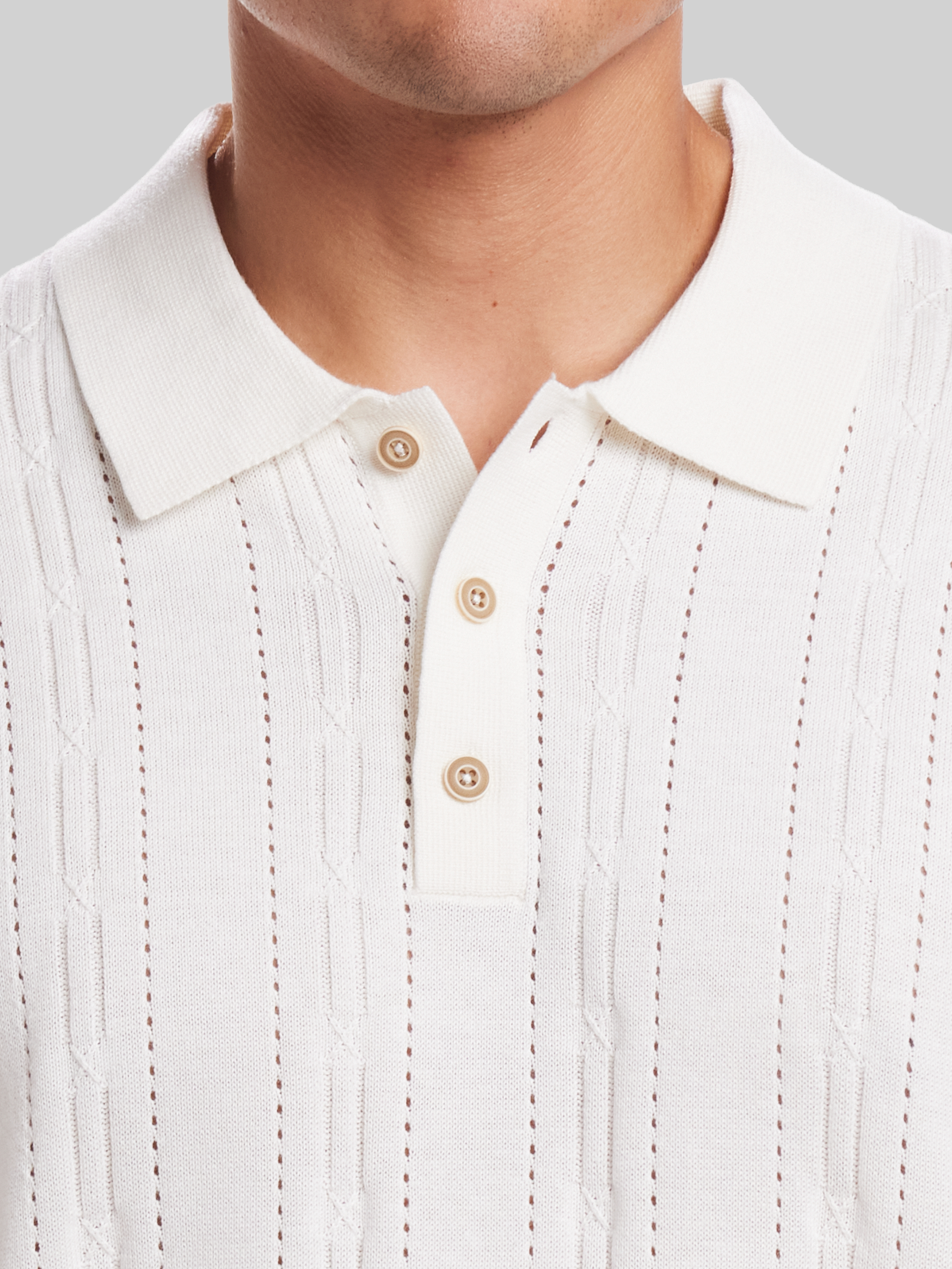 Classic Fit Pointelle Polo Sweater