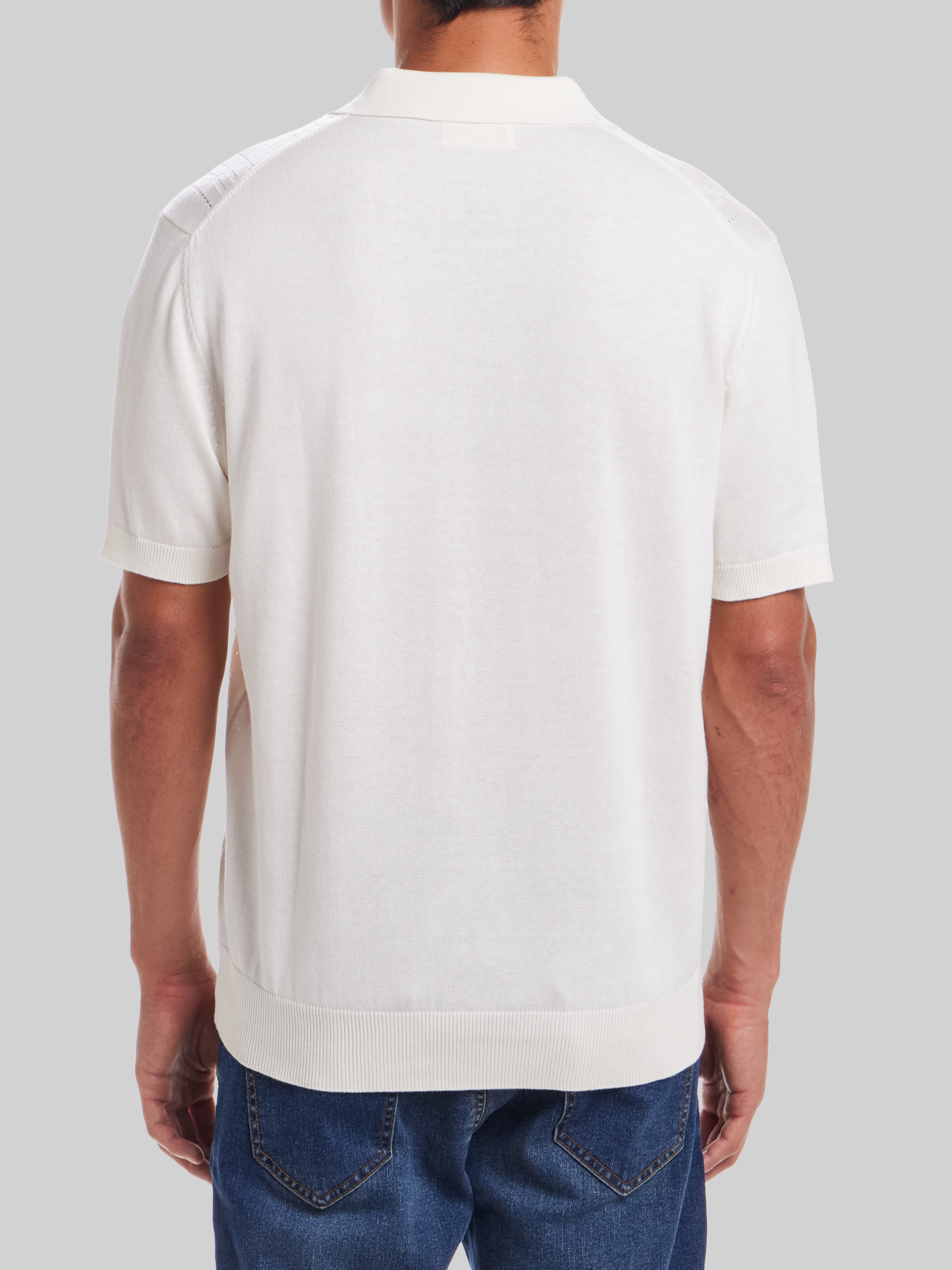Classic Fit Pointelle Polo Sweater