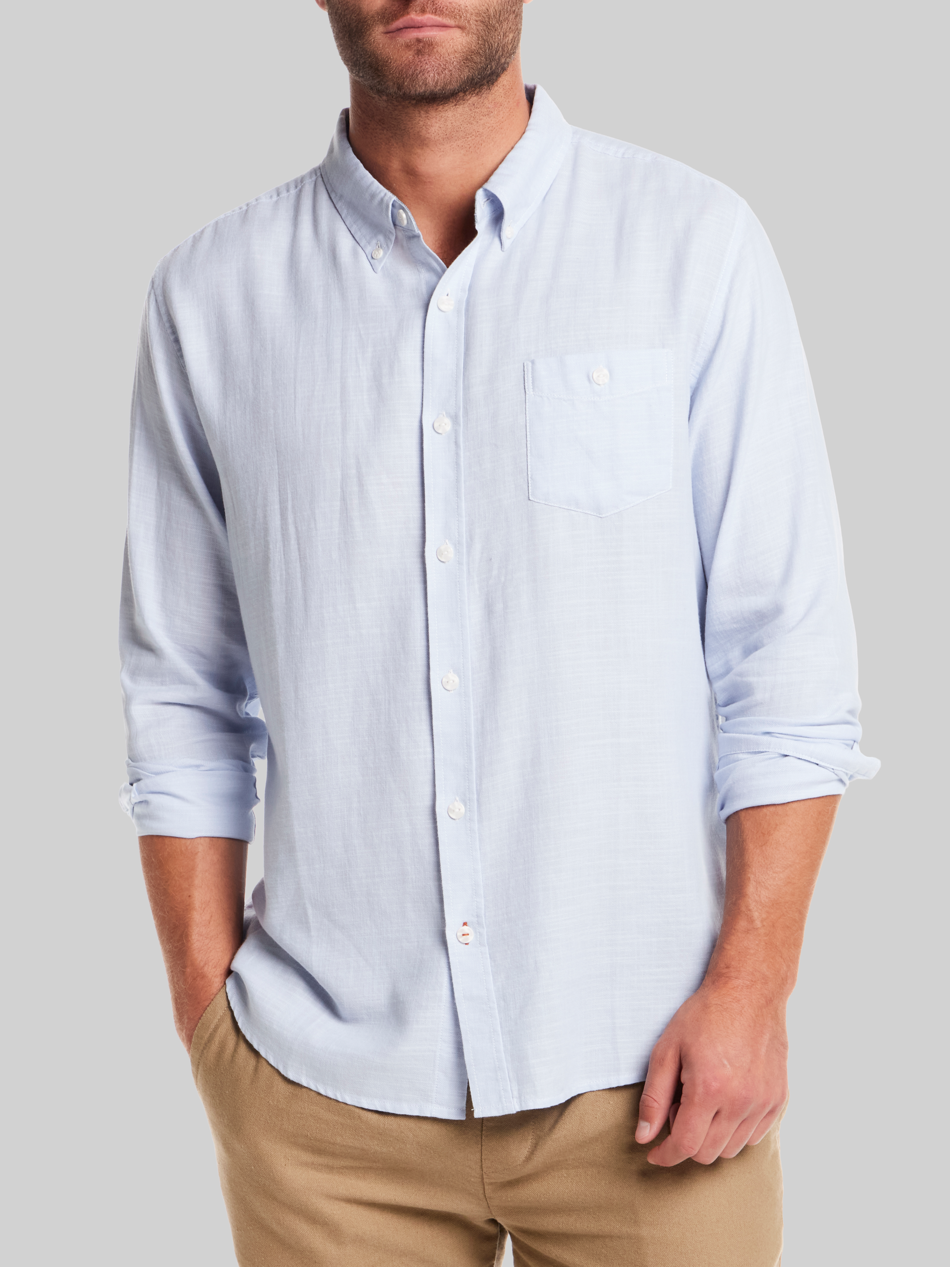 Classic Fit Solid Country Twill Button Up Shirt