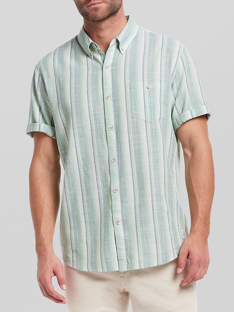Weatherproof Vintage Classic Fit Short Sleeve Button Up Shirt, Light Green  - Size: XL | Short Sleeve Button Up Shirts | Men's Wearhouse
