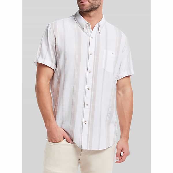 Weatherproof Vintage Men's Classic Fit Button Up Shirt Natural - Size: Medium TMW69XY20025
