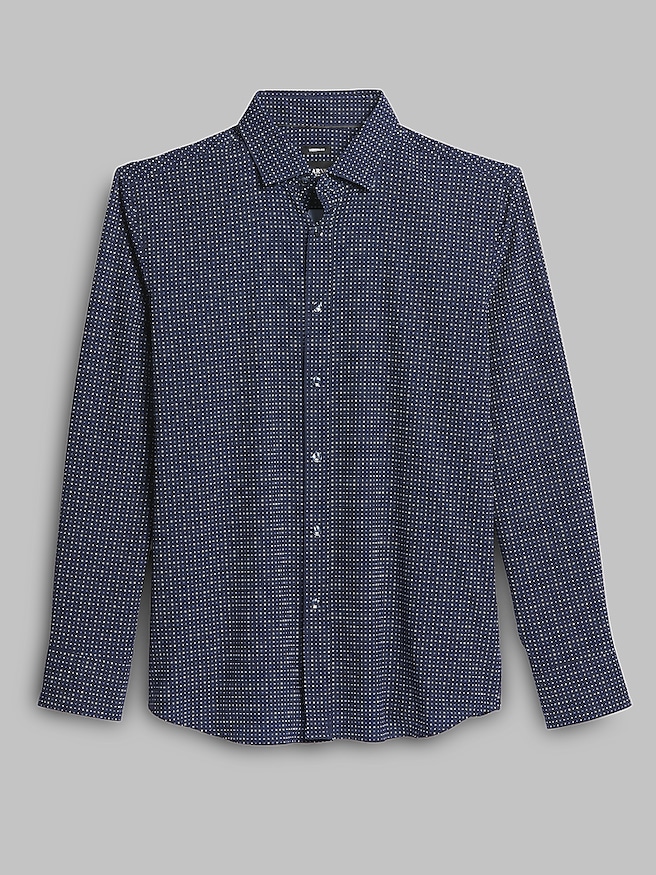 Awearness Kenneth Cole Big & Tall Men's Modern Fit 4-Way Stretch Button Up Shirt , Navy / Blue