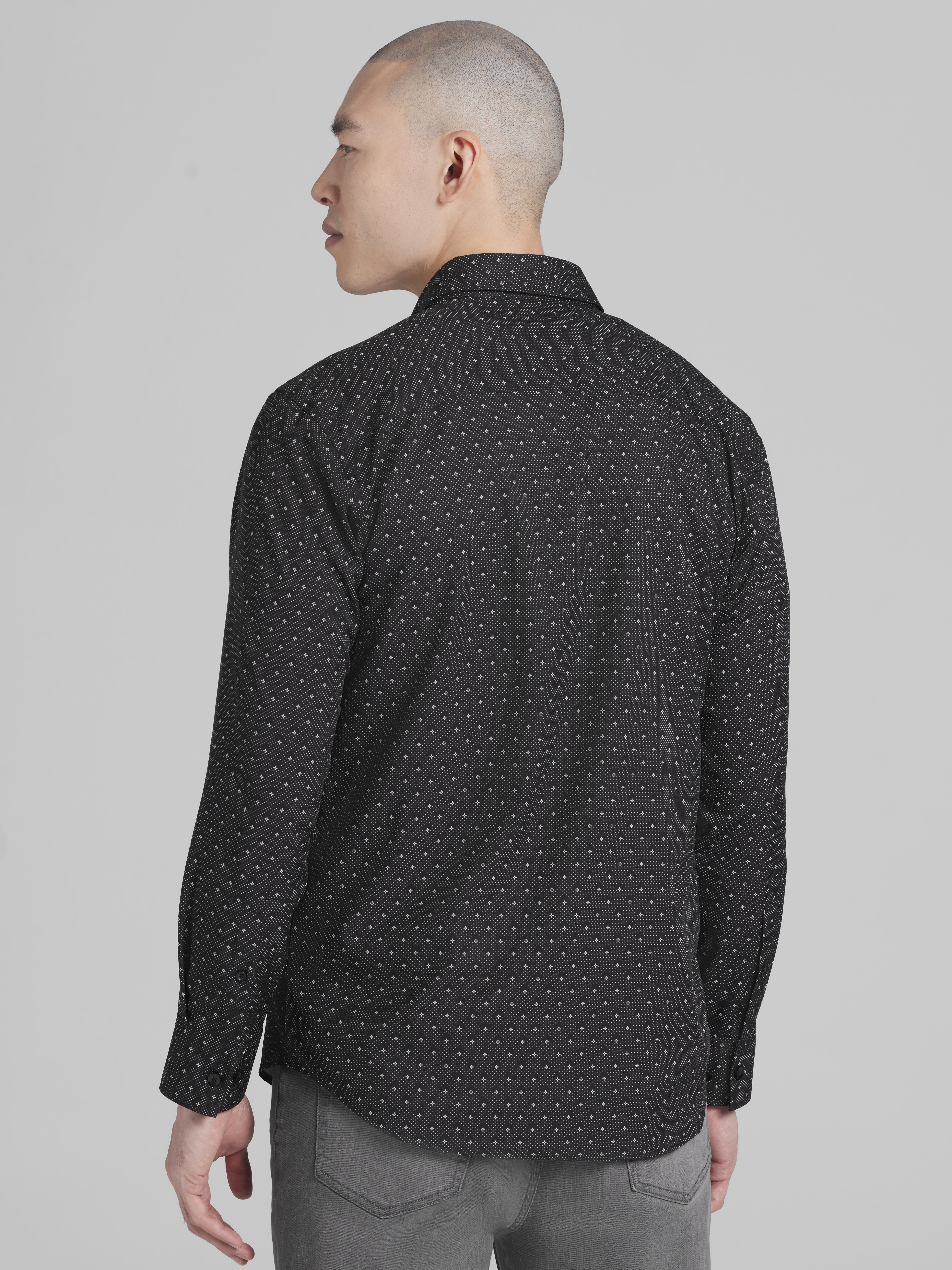 Slim Fit 4-Way Stretch Mini Dot Button Up Shirt