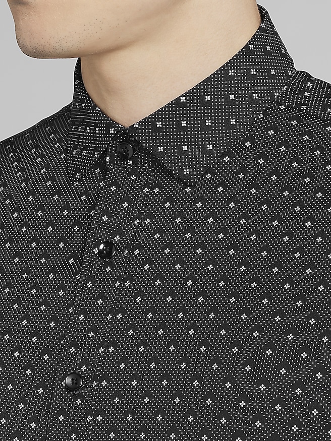 Awearness Kenneth Cole Men's Slim Fit 4-Way Stretch Mini Dot Button Up Shirt , Black