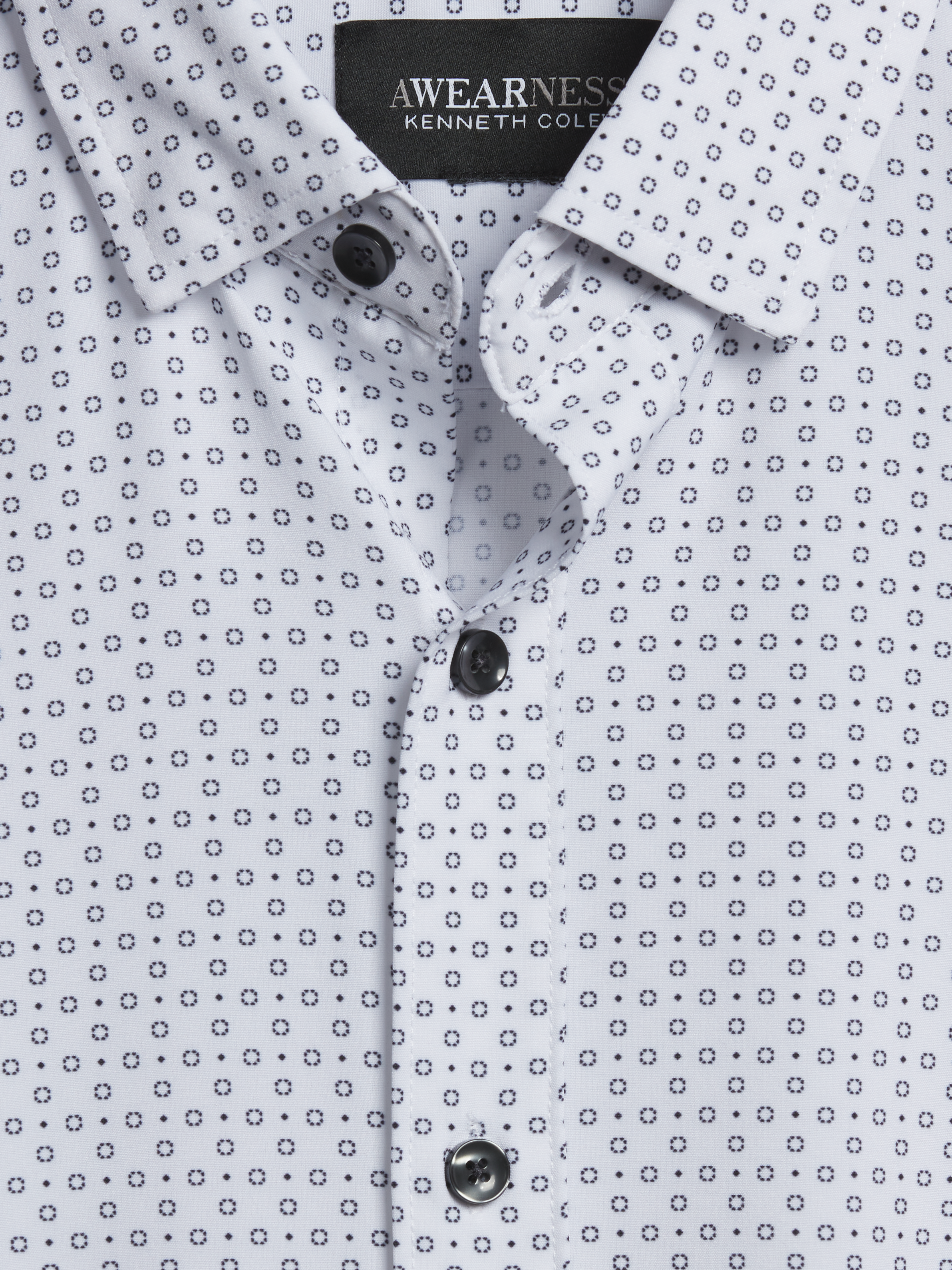 Slim Fit 4-Way Stretch Mini Circle Dot Button Up Shirt