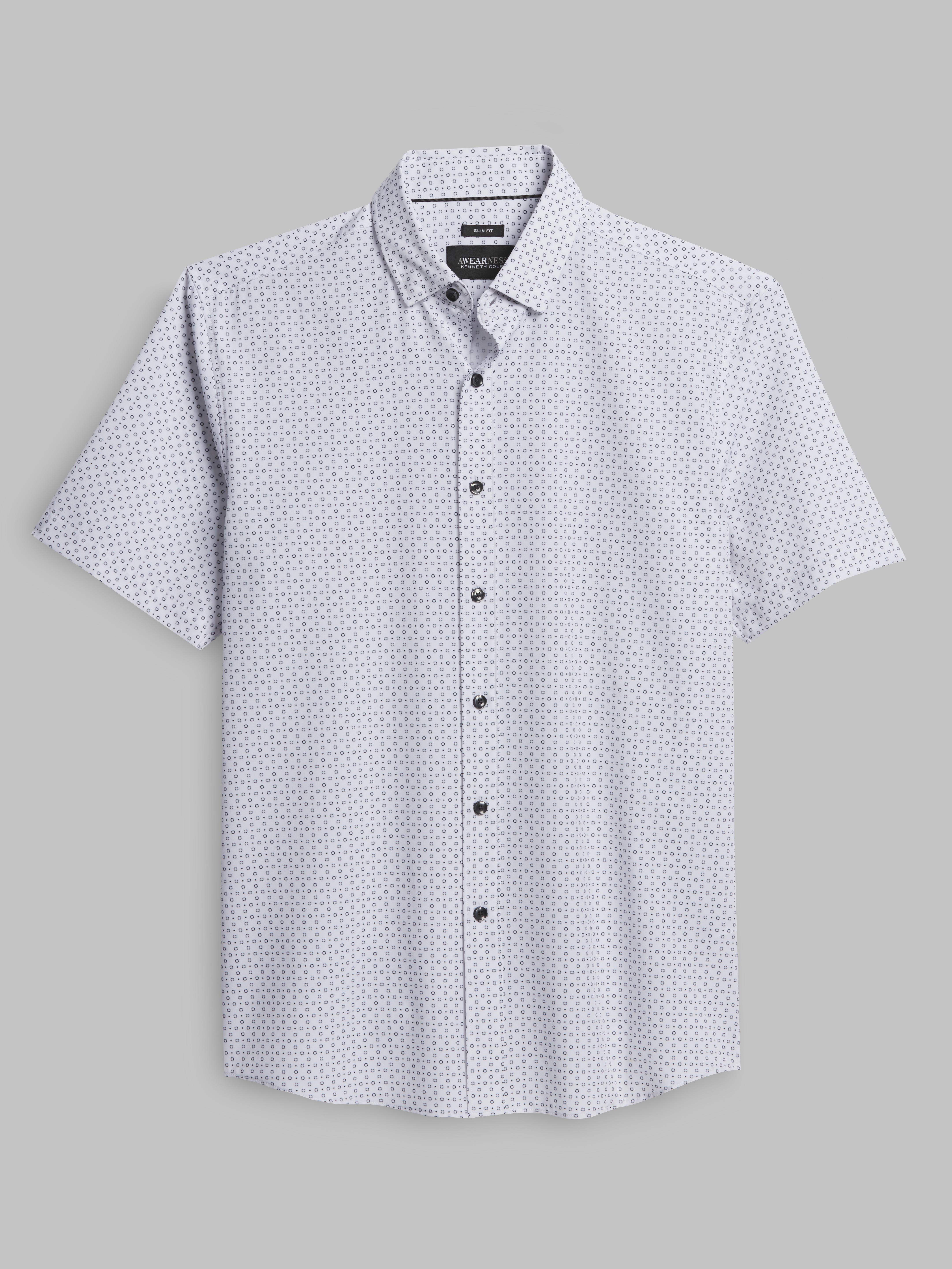 Slim Fit 4-Way Stretch Mini Circle Dot Button Up Shirt