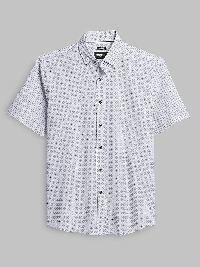 Awearness Kenneth Cole Slim Fit 4-Way Stretch Mini Circle Dot Button Up Shirt