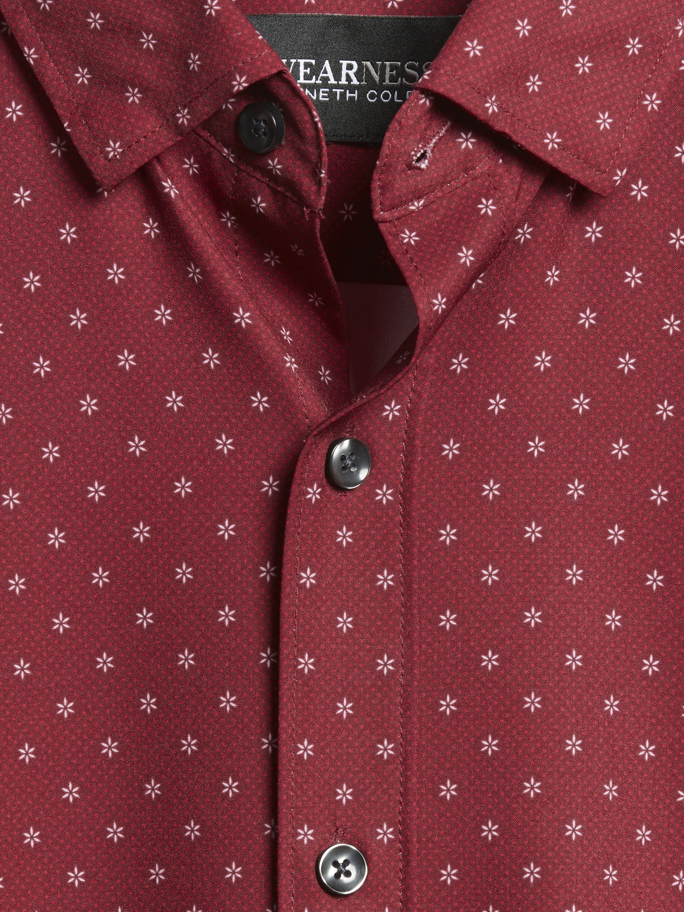 Slim Fit 4-Way Stretch Mini Asterisk Button Up Shirt