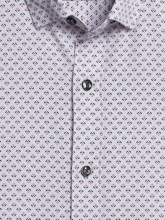 Awearness Kenneth Cole Slim Fit 4-Way Stretch Mini Arrow Short Sleeve Button Up Shirt