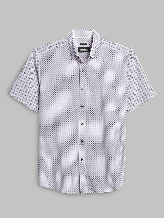 Awearness Kenneth Cole Slim Fit 4-Way Stretch Mini Arrow Short Sleeve Button Up Shirt