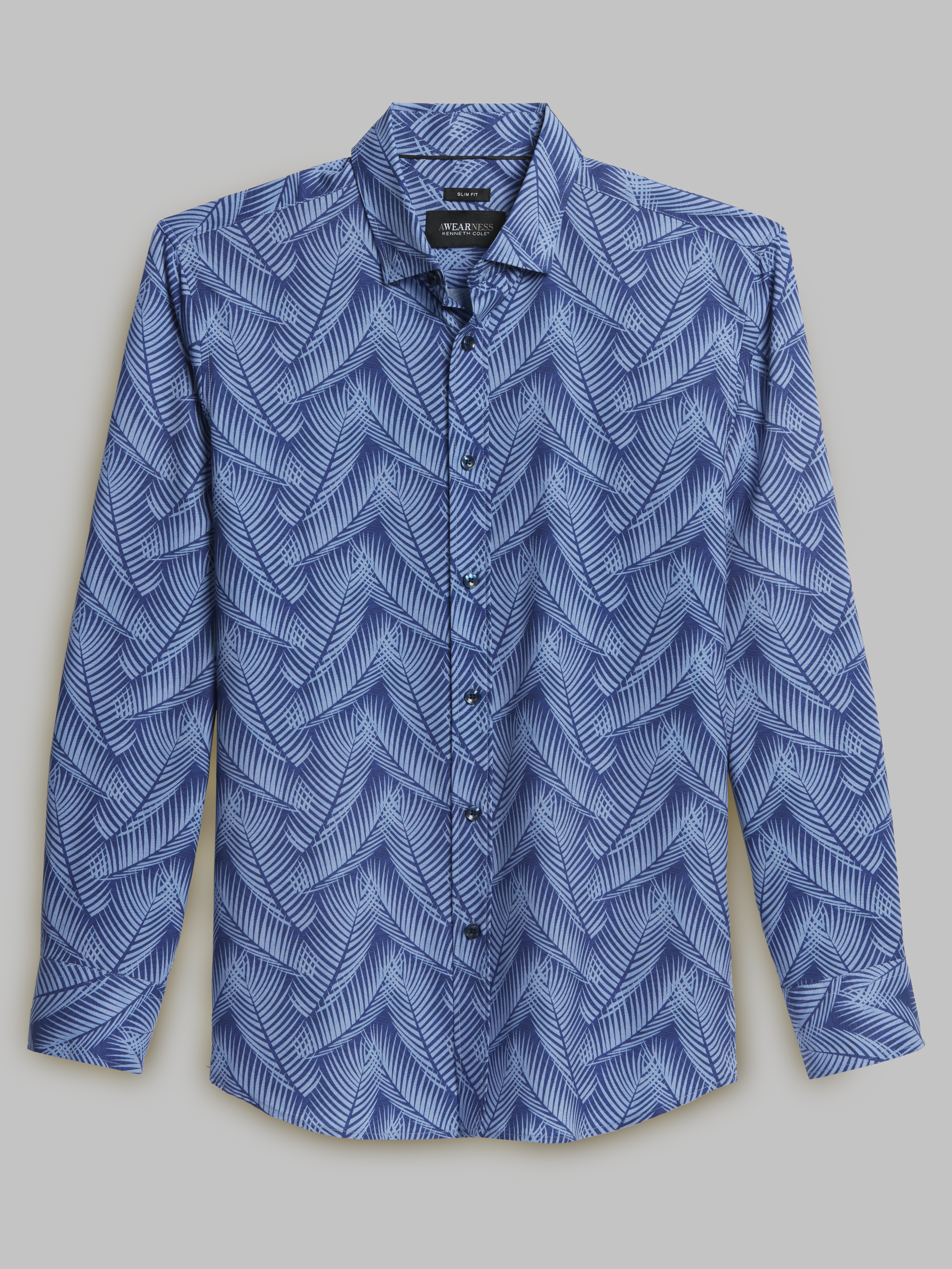 Slim Fit 4-Way Stretch Large Fern Button Up Shirt